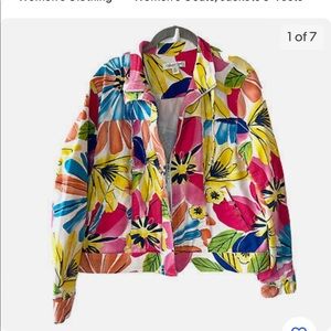 ColdWater Creek Tropical Denim Jacket Sz 18